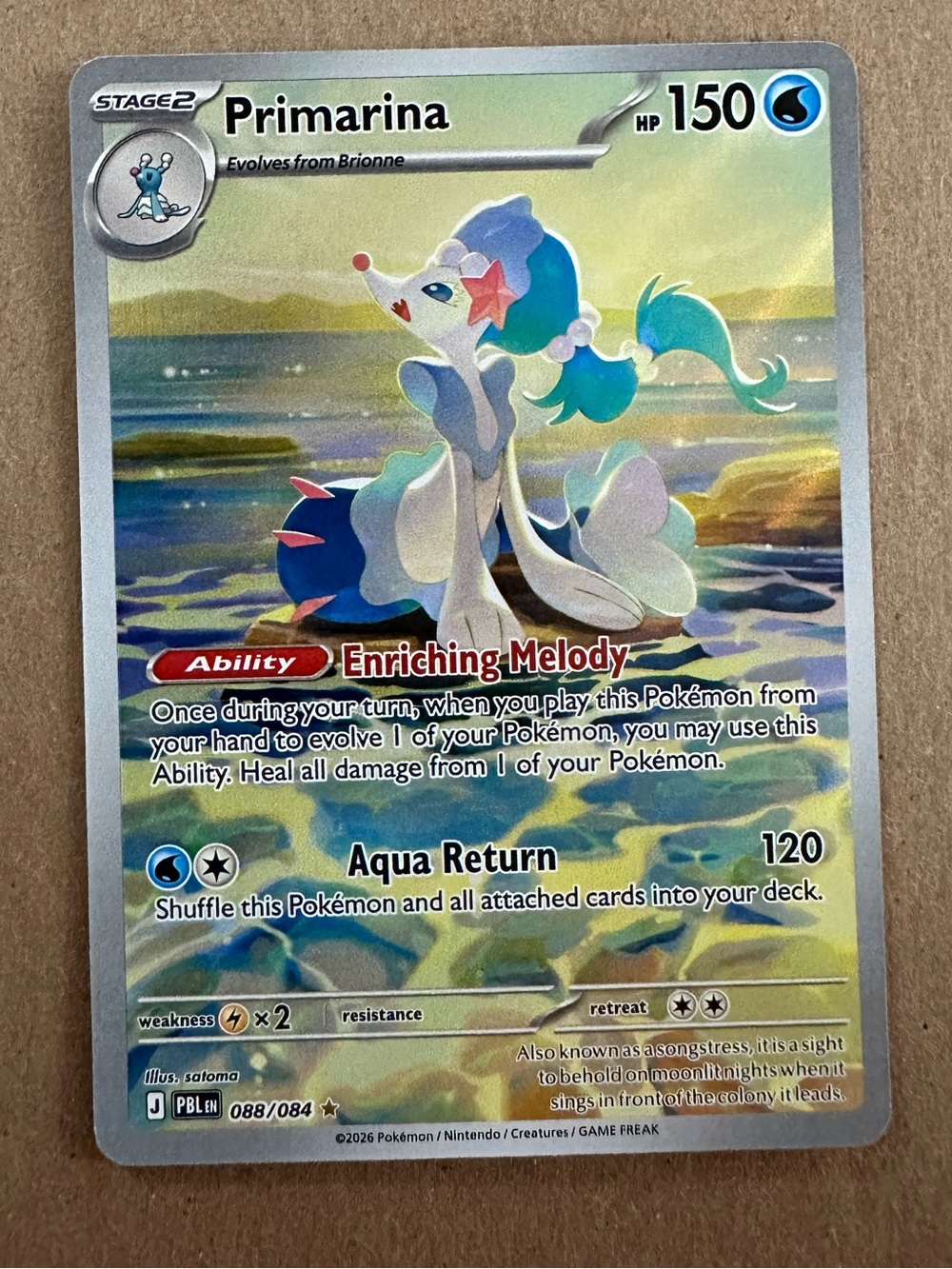 Primarina 088/084, Illustration Rare (IR) from Mega Evolution: Pitch Black